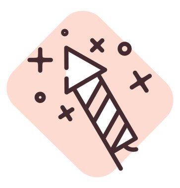 Olay havai fişekleri, illüstrasyon veya simge, beyaz arkaplan üzerindeki vektör.