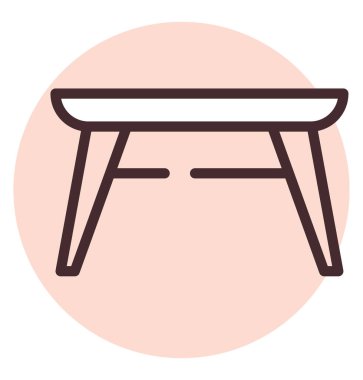 Mobilya tablosu, illüstrasyon veya simge, beyaz arkaplan üzerindeki vektör.