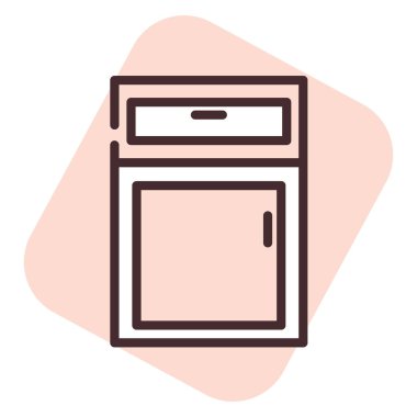 Mobilya başucu tablosu, illüstrasyon veya simge, beyaz arkaplan üzerindeki vektör.