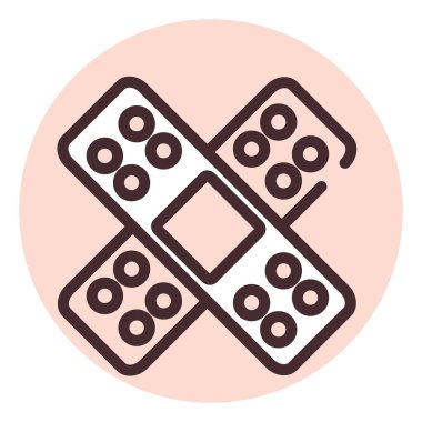 Sağlık bandajı, illüstrasyon veya simge, beyaz arkaplan üzerindeki vektör.