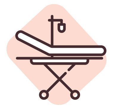 Sağlık arabası, illüstrasyon veya simge, beyaz arkaplan üzerindeki vektör.