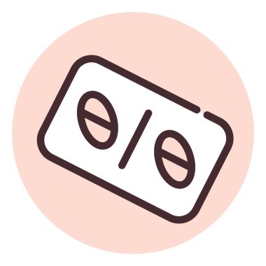 Sağlık hapları, illüstrasyon veya simge, beyaz arkaplan üzerindeki vektör.