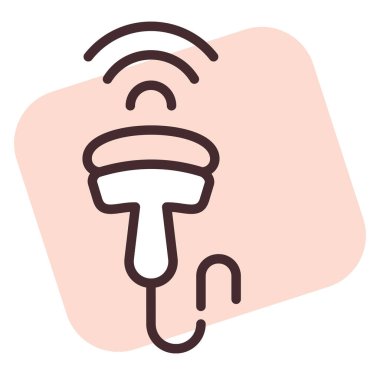 Sağlık ultrasonu, illüstrasyon veya simge, beyaz arkaplan üzerindeki vektör.