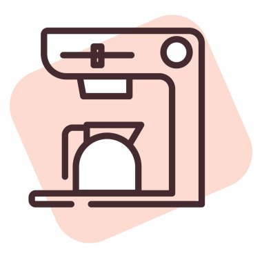 Ev malzemeleri kahve makinesi, illüstrasyon veya simge, beyaz arka planda vektör.