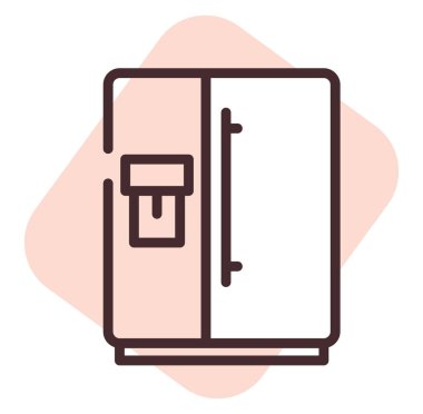 Ev malzemeleri buzdolabı, illüstrasyon veya simge, beyaz arkaplan üzerindeki vektör.