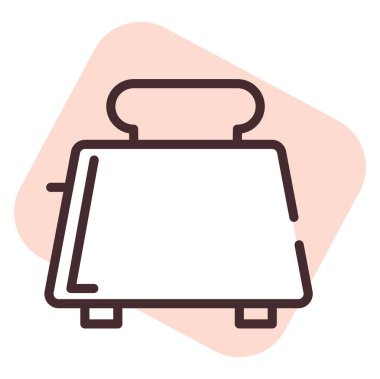 Ev malzemeleri tost makinesi, illüstrasyon veya simge, beyaz arkaplan üzerindeki vektör.