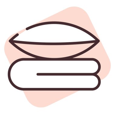 Ev tekstil uyku yastıkları, illüstrasyon veya simge, beyaz arkaplanda vektör.