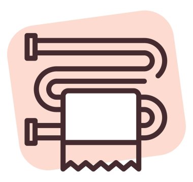 Ev tekstil havlusu, illüstrasyon veya simge, beyaz arkaplan üzerindeki vektör.