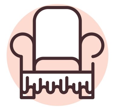 Ev tekstil koltuğu, illüstrasyon veya simge, beyaz arkaplan üzerindeki vektör.