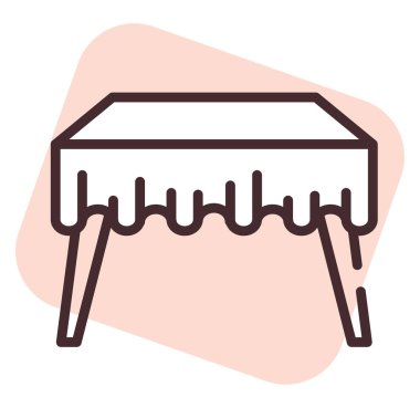 Ev tekstil masa örtüsü, illüstrasyon veya simge, beyaz arkaplan üzerindeki vektör.