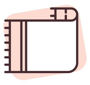 Ev tekstil havlusu, illüstrasyon veya simge, beyaz arkaplan üzerindeki vektör.