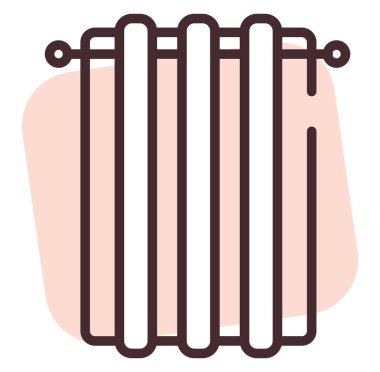 Ev tekstil jaluzileri, illüstrasyon veya simge, beyaz arkaplan üzerindeki vektör.