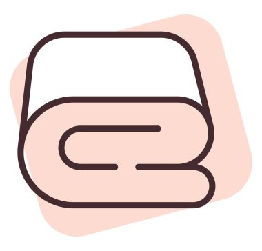 Ev yapımı tekstil battaniyesi, illüstrasyon veya simge, beyaz arkaplan üzerindeki vektör.