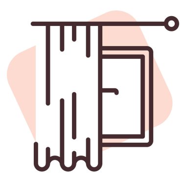 Ev tekstil uzun perde, resimleme veya simge, beyaz arkaplan üzerindeki vektör.