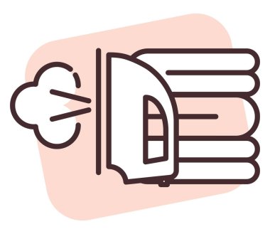 Ev yapımı tekstil ütüsü, illüstrasyon veya simge, beyaz arkaplan üzerindeki vektör.