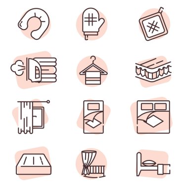 Klasik Ev Tekstili, illüstrasyon veya simge, beyaz arkaplan üzerindeki vektör.