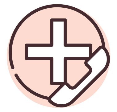 Hastane çağrısı, illüstrasyon veya simge, beyaz arkaplan üzerindeki vektör.