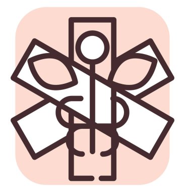 Hastane işareti, illüstrasyon veya simge, beyaz arkaplan üzerindeki vektör.