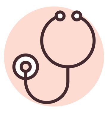 Hastane steteskobu, illüstrasyon veya simge, beyaz arkaplan üzerindeki vektör.