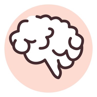 İnsan organı beyni, illüstrasyon veya simge, beyaz arkaplan üzerindeki vektör.