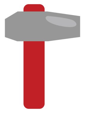 Kırmızı saplı enstrüman baltası, illüstrasyon veya simge, beyaz arkaplanda vektör.