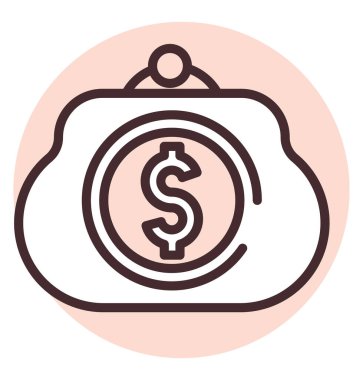 Yatırım cüzdanı, illüstrasyon veya simge, beyaz arkaplan üzerindeki vektör.