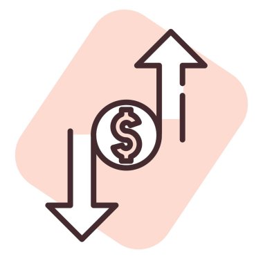 Yatırım akışı, illüstrasyon veya simge, beyaz arkaplan üzerindeki vektör.