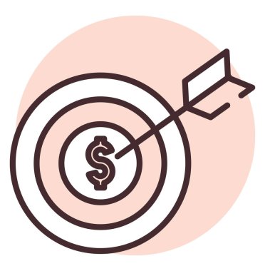 Yatırım hedefi, illüstrasyon veya simge, beyaz arkaplan üzerindeki vektör.