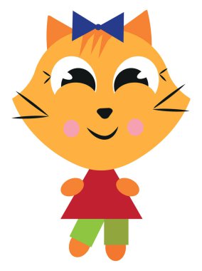 Kitty gülümseme, illüstrasyon veya simge, beyaz arkaplan üzerinde vektör.