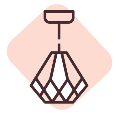 Elmas tavan lambası, illüstrasyon veya simge, beyaz arkaplanda vektör.