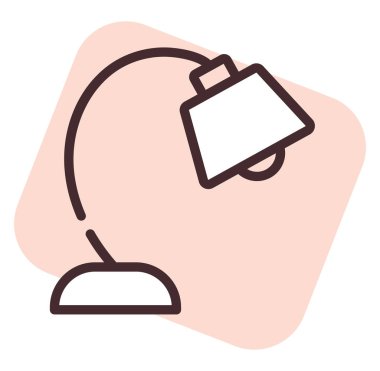 Işık masa lambası, illüstrasyon veya simge, beyaz arkaplan üzerindeki vektör.