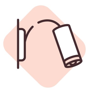 Işık duvarı lambası, illüstrasyon veya simge, beyaz arkaplan üzerindeki vektör.