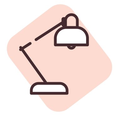 Işık masa lambası, illüstrasyon veya simge, beyaz arkaplan üzerindeki vektör.