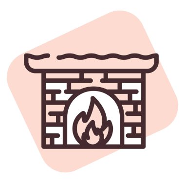 Hafif şömine, illüstrasyon veya simge, beyaz arkaplan üzerindeki vektör.