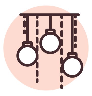 Işık asma lambaları, illüstrasyon veya simge, beyaz arkaplan üzerindeki vektör.