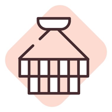 Açık tavan lambası, illüstrasyon veya simge, beyaz arkaplan üzerindeki vektör.