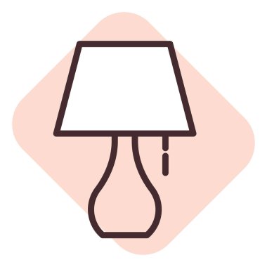 Açık tablo lambası, illüstrasyon veya simge, beyaz arkaplan üzerindeki vektör.