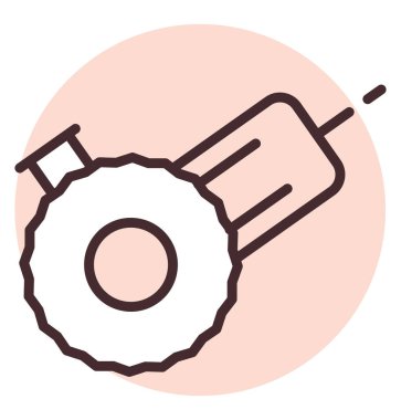 Üretim dairesel kesicisi, illüstrasyon veya simge, beyaz arkaplan üzerindeki vektör.