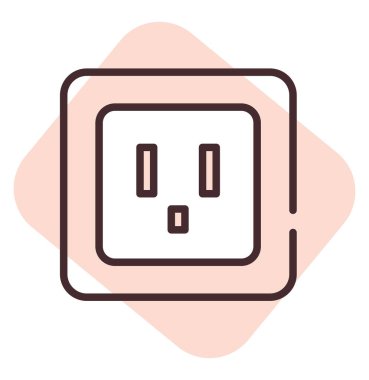 Elektrik soketi, illüstrasyon veya simge üretimi, beyaz arkaplan üzerindeki vektör.