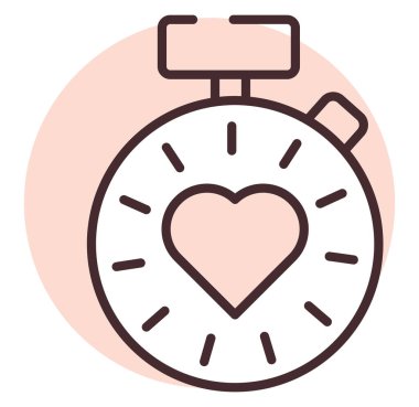 Tıbbi kalp atışı ölçer, illüstrasyon veya simge, beyaz arkaplan üzerindeki vektör.