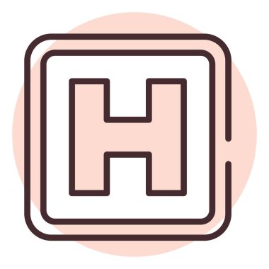 Tıbbi helikopter park yeri, illüstrasyon veya simge, beyaz arkaplan üzerinde vektör.