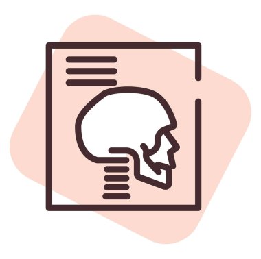 Tıbbi x-ray, illüstrasyon veya simge, beyaz arkaplan üzerindeki vektör.