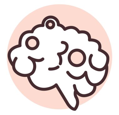 Tıbbi beyin, illüstrasyon veya simge, beyaz arkaplan üzerindeki vektör.