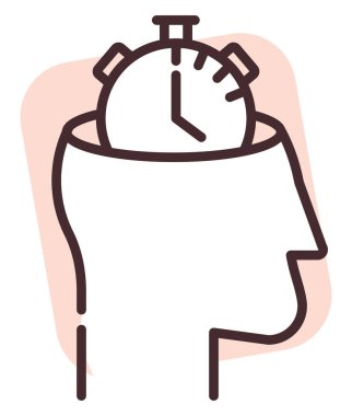 Zihinsel zaman, illüstrasyon veya simge, beyaz arkaplan üzerindeki vektör.