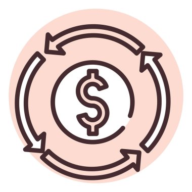 Finansal dönüş, illüstrasyon veya simge, beyaz arkaplan üzerindeki vektör.