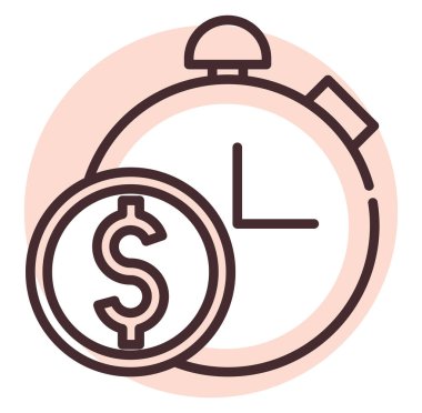 Para zamanı, illüstrasyon veya simge, beyaz arkaplan üzerindeki vektör.