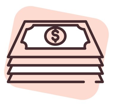 Para faturaları, illüstrasyon veya simge, beyaz arkaplan üzerindeki vektör.