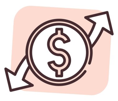 Para kavramı, illüstrasyon veya simge, beyaz arkaplan üzerindeki vektör.