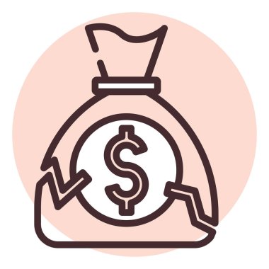 Para kırıldı, resimleme veya simge, beyaz arkaplan üzerindeki vektör.