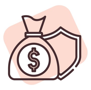 Para koruması, illüstrasyon veya simge, beyaz arkaplan üzerindeki vektör.